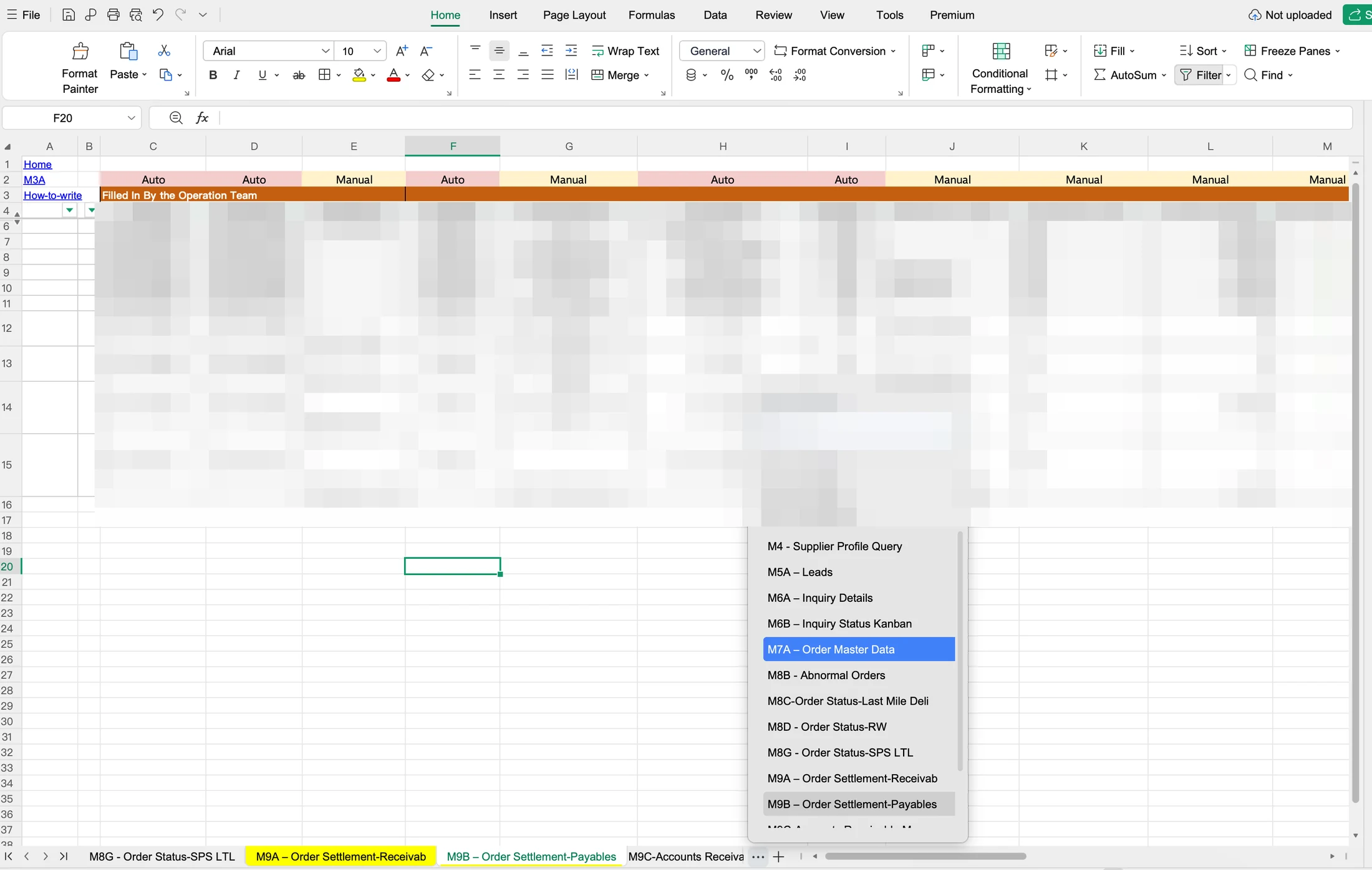 脱敏后的国际物流业务 Excel，保留表头、工作表与原始资料结构